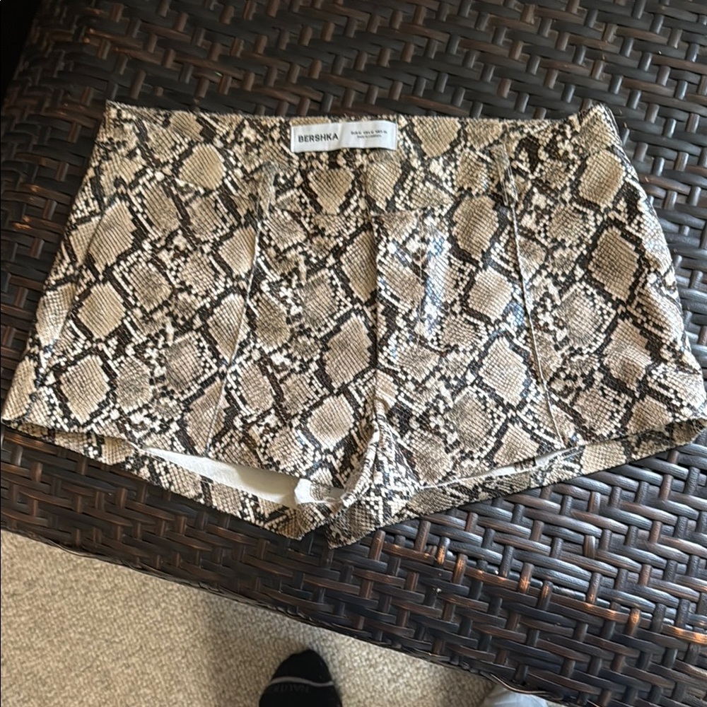 Bershka Snake Print Bermudas with Drawstring Waist